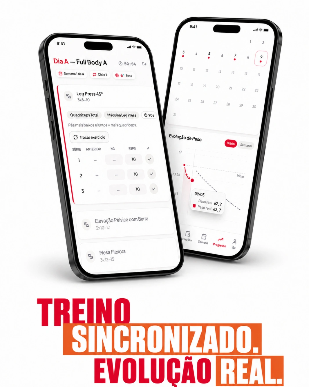 Treino sincronizado e evolução real do app MAGRA TODO DIA
